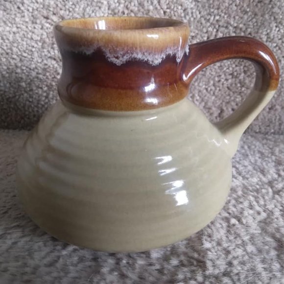 Art Pottery Ceramic Cream Brown Mug w/Padded Bottom - Picture 1 of 4